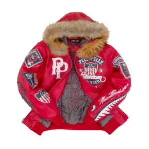 Pelle Pelle American Bruiser Red Hooded Jacket view 3