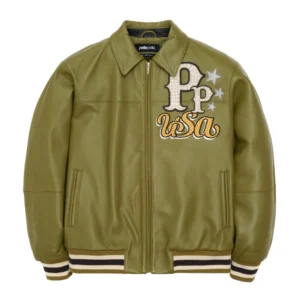 Pelle Pelle Stars and Stripes Olive Leather Jacket