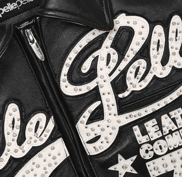 Pelle Pelle Encrusted Varsity Plush Black | Pelle Pelle Jacket view 3