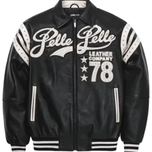 Pelle Pelle Encrusted Varsity Plush Black | Pelle Pelle Jacket view 1