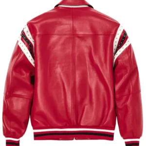 Pelle Pelle Encrusted Varsity Red Jacket | Plush Jacket view 2