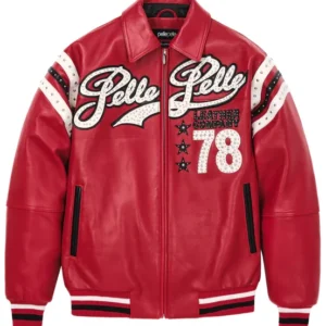 Pelle Pelle Encrusted Varsity Red Jacket | Plush Jacket