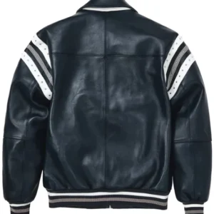 Pelle Pelle Encrusted Varsity Plush Navy | Pelle Pelle Jacket view 2