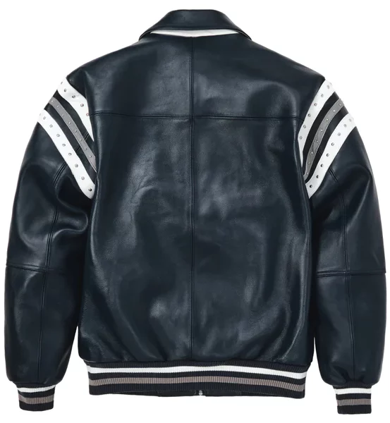 Pelle Pelle Encrusted Varsity Plush Navy | Pelle Pelle Jacket view 2