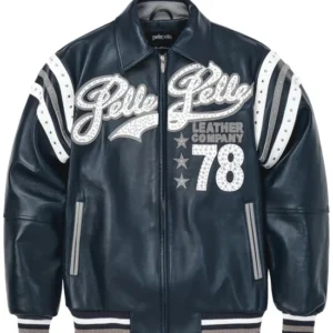 Pelle Pelle Encrusted Varsity Plush Navy | Pelle Pelle Jacket