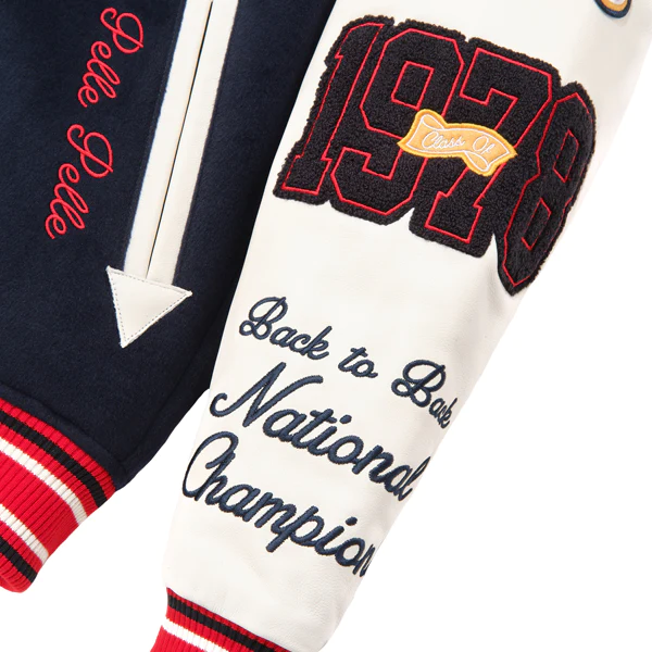 World Famous Pelle Pelle Navy Blue Wool Varsity Jacket view 2