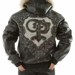Pelle Pelle Black PP Crest Fur Hood Leather Jacket | Pelle Pelle Jacket