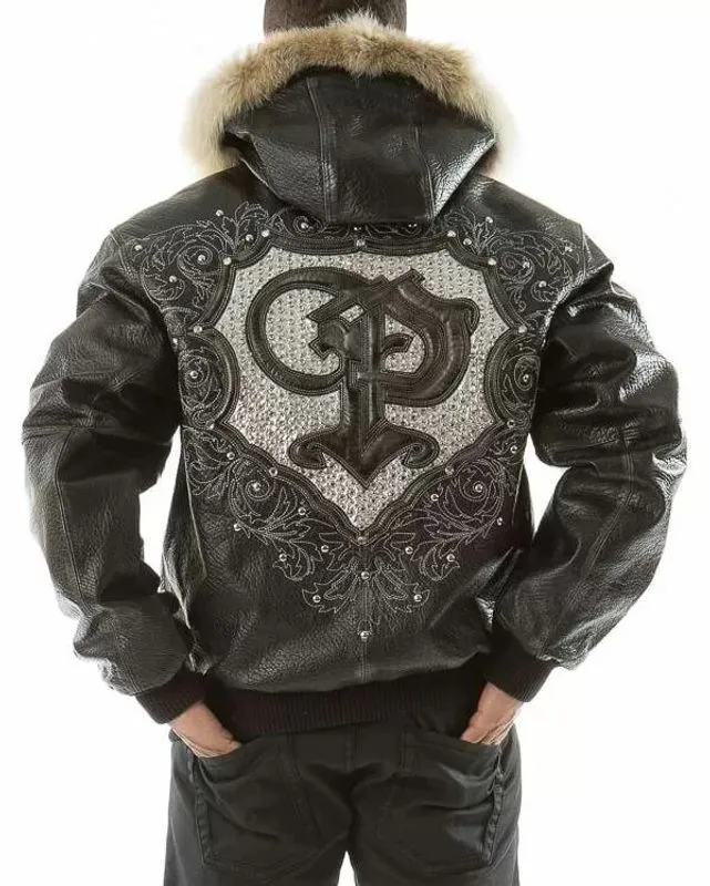 Pelle Pelle Black PP Crest Fur Hood Leather Jacket | Pelle Pelle Jacket