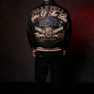 Pelle Pelle Stars and Stripes Black Leather Jacket view 10
