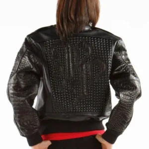 Glowing Black Leather Jacket MB Bomber Pelle Pelle Jacket