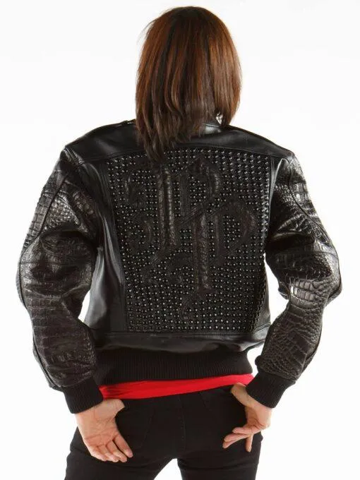 Glowing Black Leather Jacket MB Bomber Pelle Pelle Jacket