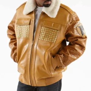 Pelle Pelle Brown Studded Jacket | Pelle Pelle Jacket view 2