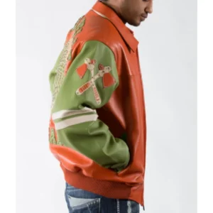 Pelle Pelle Renegades Leather Jacket | Orange Green Jacket view 3