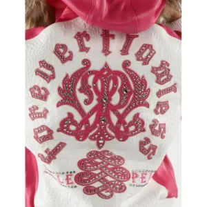 Pelle Pelle White Pink Women Leather Jacket | Fur Hood view 3