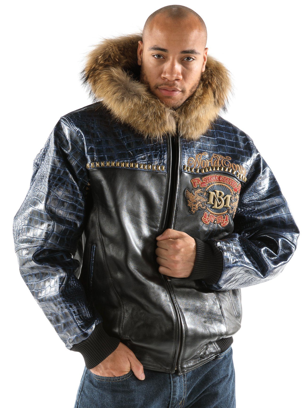 Forty Years Pelle Pelle Black And Blue MB Leather Jacket view 2