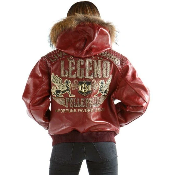 Pelle Pelle Women Legend Maroon Leather Jacket | Fur Hood