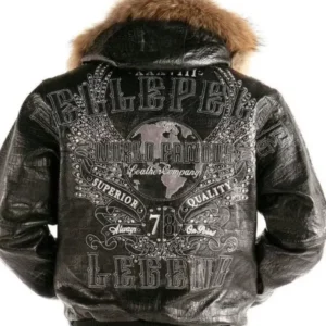 Pelle Pelle Crocodile Black Leather Jacket