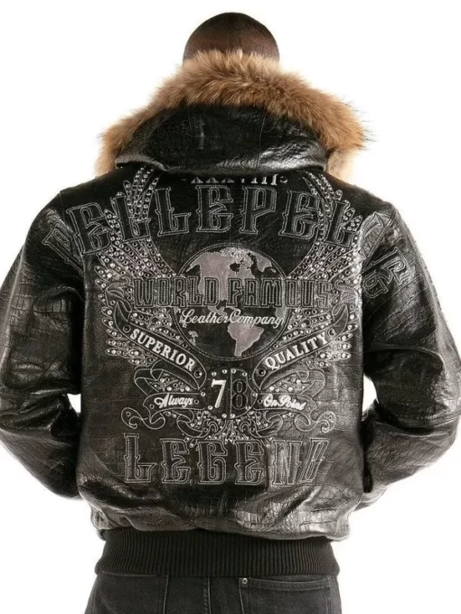 Pelle Pelle Crocodile Black Leather Jacket